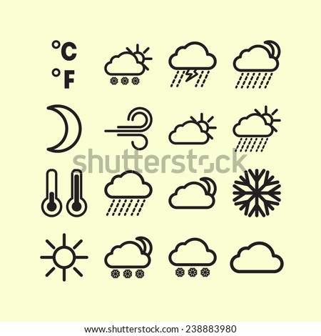 Set of simple weather and climate icons