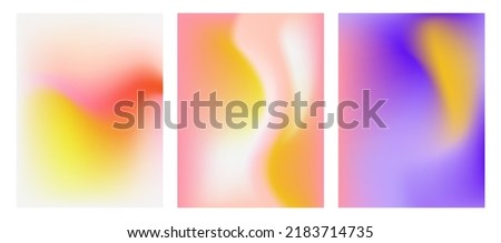 Set of abstract mesh gradients. Bright blurred background with a modern gradient. A template for graphic design. Vector illustration. Postcard, cover, poster