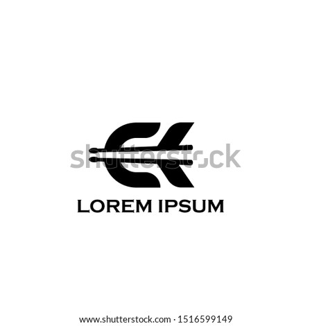 C and K letter logo with stick drum for drummer  Stok fotoğraf © 