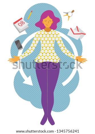 Woman floating on cloud