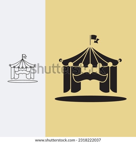 charming circus tent logo, logo vector design template best. Line art style and silhouette stylish.
