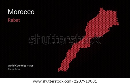 Creative map of Morocco	Rabat, Kingdom of Morocco. World Countries vector maps series. Dark