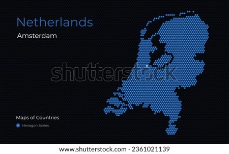 Netherlands, Amsterdam, Holland. Creative vector map. Maps of Countries, Europe, Hexagon Series.