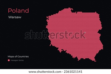 Poland, Warsaw. Creative vector map. Maps of Countries, Europe, Hexagon Series.