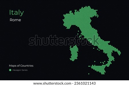 Italy, Rome. Creative vector map. Creative vector map. Maps of Countries, Europe, Hexagon Series.
