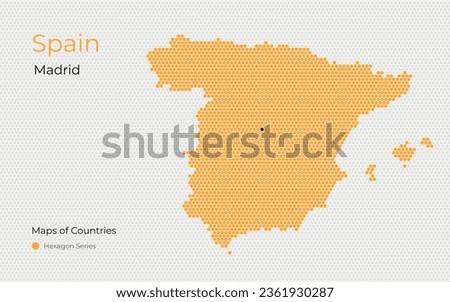 Spain, Madrid. Creative vector map. Maps of Countries, Western Europe, Hexagon Series.