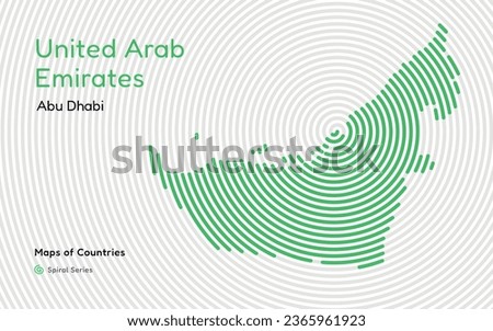 Abstract map of United Arab Emirates with spiral lines