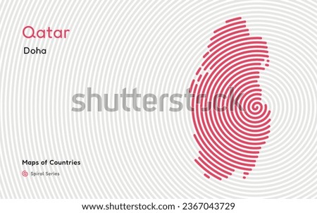 Creative map of Qatar. Political map. Doha. Capital. World Countries vector maps series. White Spiral series