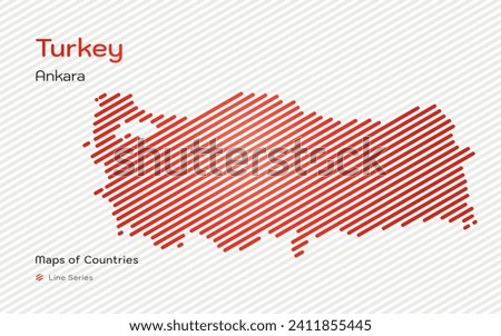 Turkey Map with a capital of Ankara Shown in a Line Pattern. Stylized simple vector map.