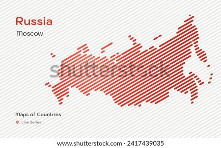 Russia Map in a Line Pattern. Stylized simple vector map	