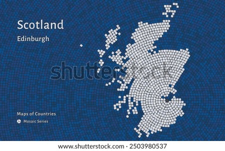 Scotland Map with a capital of Edinburgh Shown in a Mosaic Pattern	