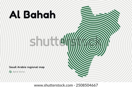 Creative Map of Al Bahah in a Circle Spiral Pattern. Saudi Arabia regional map