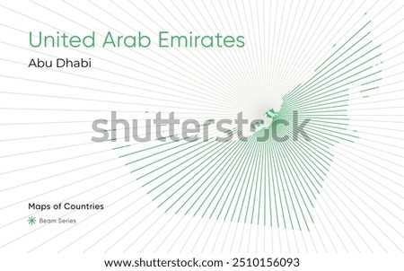 Creative Laser Map of United Arab Emirates with Abu Dhabi as the Center