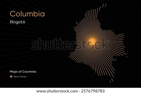 Creative Laser Map of Columbia with Bogota as the Center	