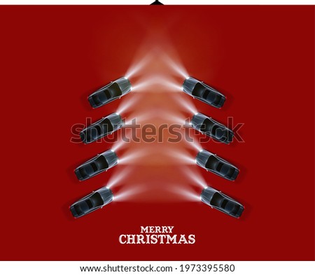 car hedlight creating Christmas tree shape 