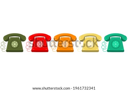 Retro-style colored phones on a white background