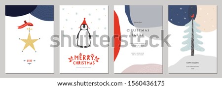 Merry Christmas and Bright Corporate Holiday cards. Modern abstract creative universal artistic templates. Vector illustration.