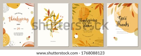 Trendy abstract Thanksgiving templates. Good for poster, card, invitation, flyer, cover, banner, placard, brochure and other graphic design. Vector illustration.