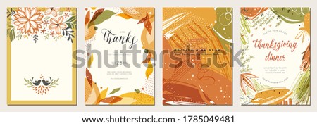 Thanksgiving cards. Set of abstract creative universal artistic templates. Good for poster, invitation, flyer, cover, banner, placard, brochure and other graphic design. Vector illustration.