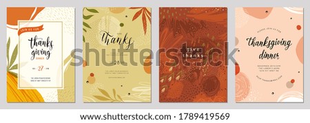 Trendy abstract floral Thanksgiving templates. Good for poster, card, invitation, flyer, cover, banner, placard, brochure and other graphic design. Vector illustration.