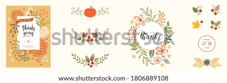 Autumn template and design elements. Good for Thanksgiving greeting cards, invitations, flyers and other graphic design. Vector illustration.