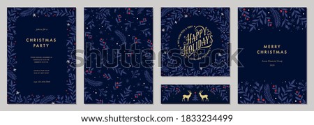 Modern universal artistic templates. Merry Christmas Corporate Holiday cards and invitations. Floral frames and backgrounds design. Vector illustration. ストックフォト © 