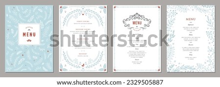 Ornate classic templates. Wedding and restaurant menu. Good for banners, greeting and business cards, invitations, flyers, brochure, post in social networks, advertising, events and page cover.