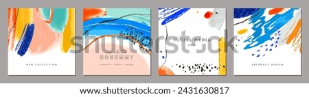 Set of creative artistic backgrounds. Suitable for poster, business card, invitation, flyer, banner, brochure, email header, post in social networks, advertising, events and page cover. 