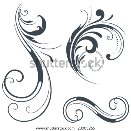 Vectorized Scroll Design. Elements can be ungrouped for easy editing.