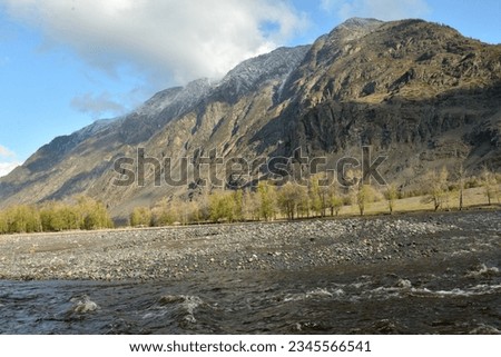 Similar – Image, Stock Photo Shallow river flowing along rocky shore in bright day