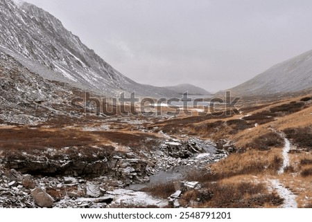 Similar – Image, Stock Photo Shallow river flowing along rocky shore in bright day