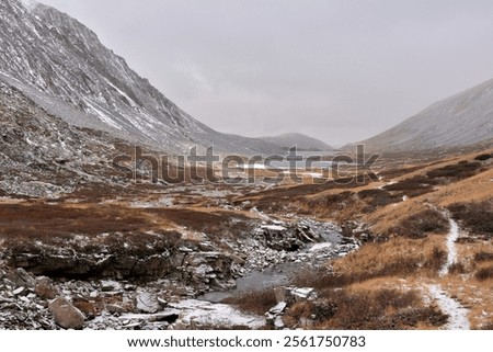 Image, Stock Photo Shallow river flowing along rocky shore in bright day