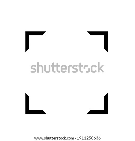 Black square corner at the corner of the picture.Focus icon, focus lens vector.Cute design for t shirt print, icon, logo, label, patch or sticker.