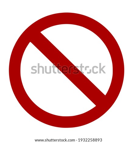 Red circle sign with a red oblique line, Prohibition sign.Vector illustration isolated on white background.