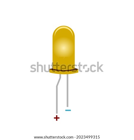 yellow LED bulb.Electronic equipment.yellow  Macro Diode.Isolated vector illustration on a white background.