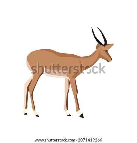 African deer walking.Isolated vector illustration on a white background.Cute design for t shirt print, icon, logo, label, patch or sticker.