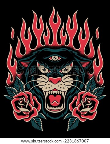 Panther with old school tattoo style. for t-shirts, stickers and other similar products.