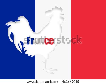 The symbol of the blue flag, white, red, Gallic rooster