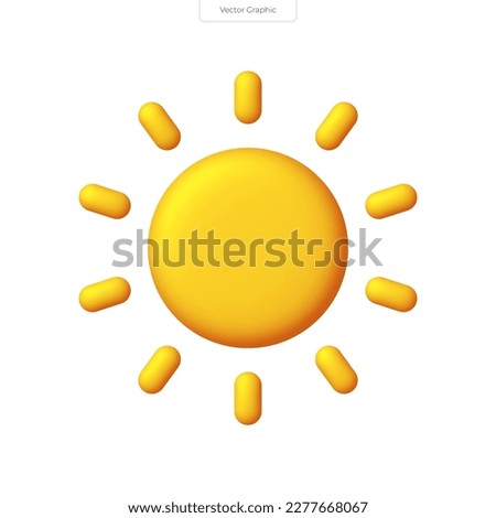 Yellow sun with rays, sun star. Realistic 3d vector icon. Summer, weather, nature.