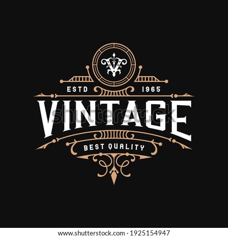 Vintage frame logo. Antique label. Suitable for tattoo studio, barber shop, whiskey label, wine, beer, brewing, salon, shop, signage. 