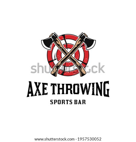 Axe throwing vintage logo design