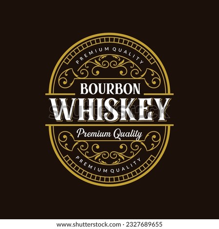 Vintage badge logo. Whiskey packaging label. Suitable for whiskey, bourbon, scotch, wine, vodka, rum, beer, distillery, bar, etc.