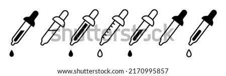 Dropper icon set. Tincture picker icon collection. Pipette signs set. Sign design. Dropper isolated icons. Vector illustration
