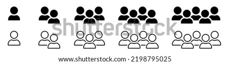 User icon and people line icon. People black vector icons. Squad icon. Two colored and black squad. People icons in modern simple flat and lines design. Vector illustration