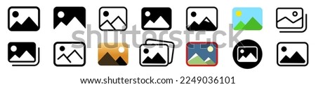 Gallery icon set. Image gallery. Picture symbol .Photo signs. Silhouette of an image, Photo album icon. Vector illustration