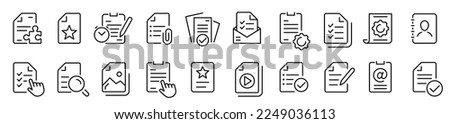 Document Symbol Set. Document vector icons isolated design. Paper document icon. Edit document symbol. Flat style icons set. Vector illustration Сток-фото © 