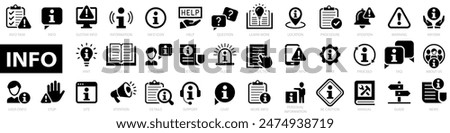 Information icon set. Vector set of information flat icons.Containing icons instructions, guide, manual, an info center, support, news, guide, reference, help and more. Vector illustration.