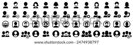 User icon set. Person icon. Profile and people, User icon for web site, silhouette and more. Vector illustration