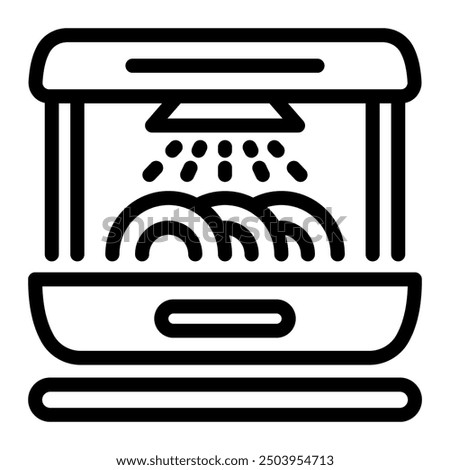 This Dishwasher icon is suitable for kitchen appliance, kitchen, cookware, etc.