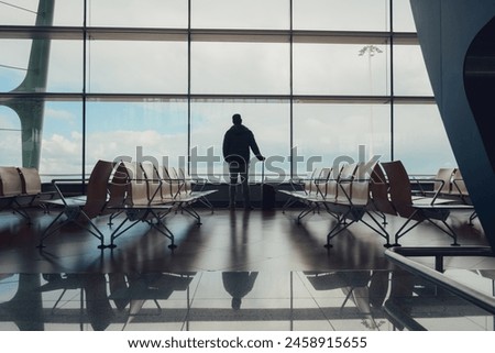 Similar – Image, Stock Photo Empty airport terminal waiting area with chairs in Athens airport